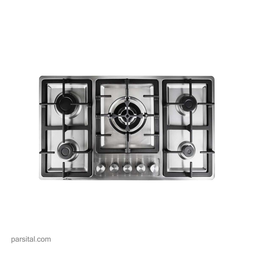 آروما گاز 105  (50×86) استیل 5 شعله پلوپز وسط