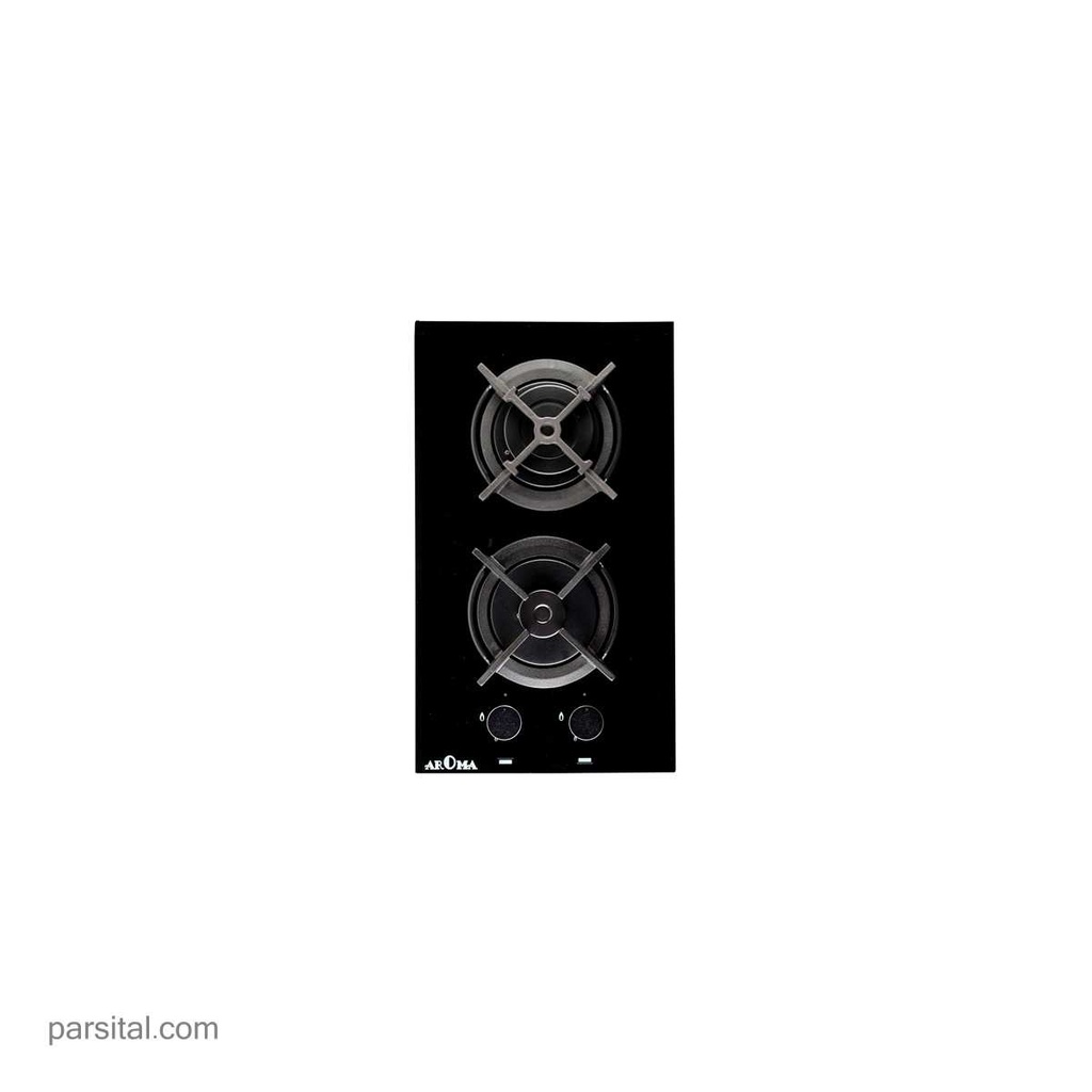 آروما گاز 110  (52×30) شیشه مشکی  2شعله  