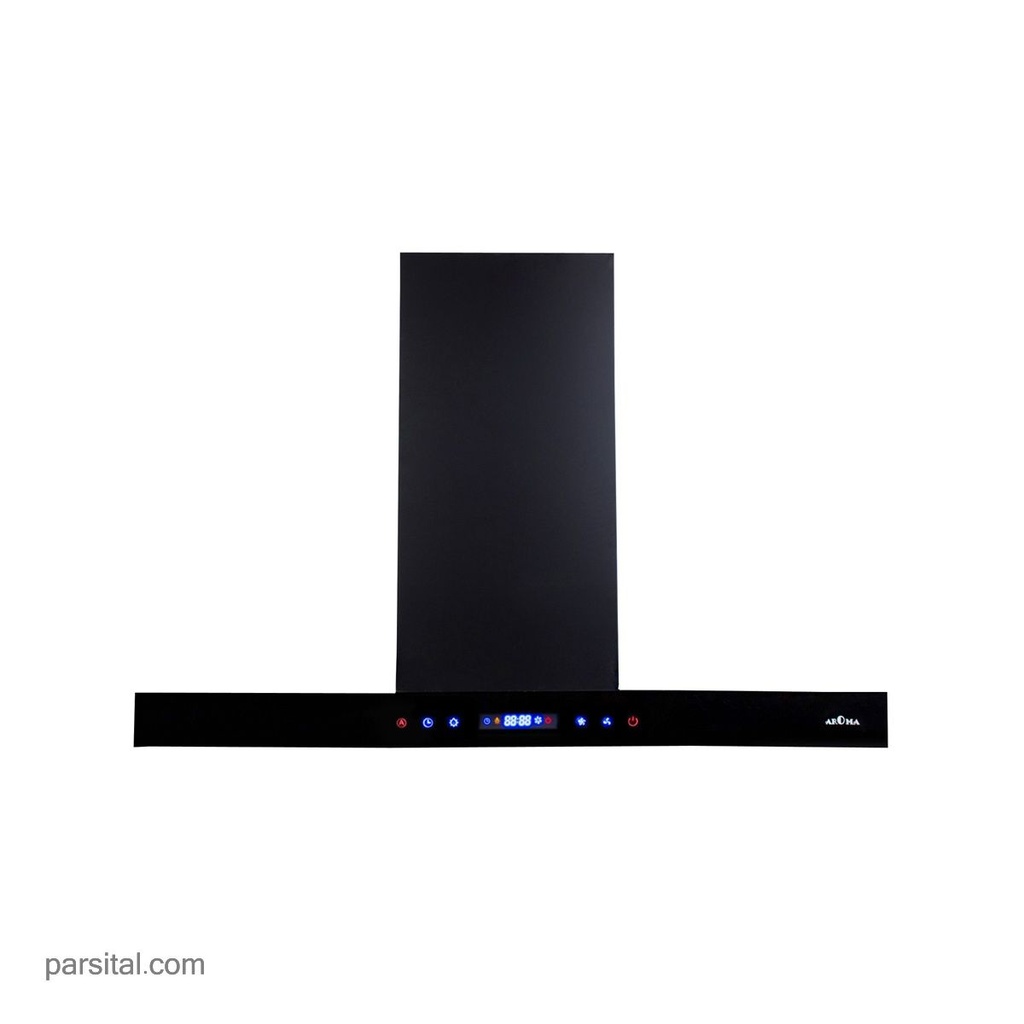 آروما هود فلت شیشه و استیل مشکی 90cm  1026  موتورفلز