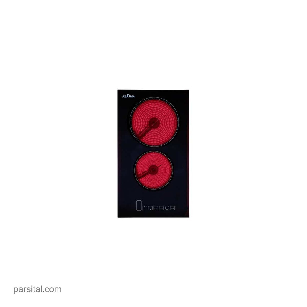 آروما گاز دو شعله برقی (50×30)  EGO2  شیشه مشکی