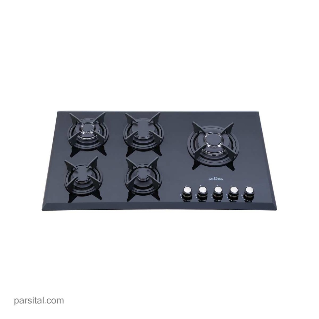 آروما گاز ساپینزا 2 (52*90) شیشه مشکی 5 شعله پلوپز راست IR