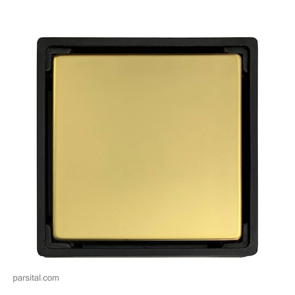 ماژین کفشور پلاستیکی مشکی 11×11 درب استیل صاف طلایی
