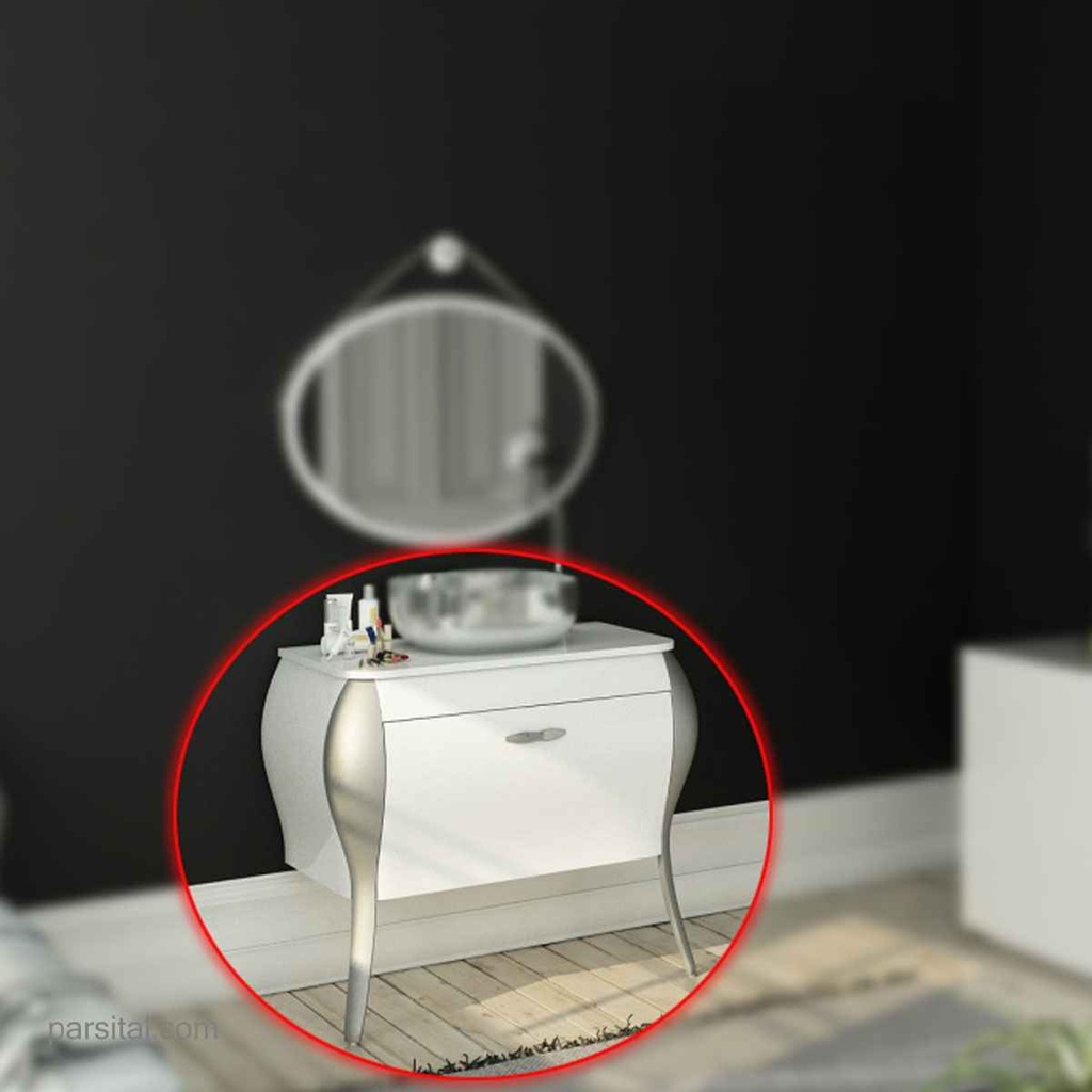 ورتا  ونوس کابینت سفید نقره ای با صفحه کورین